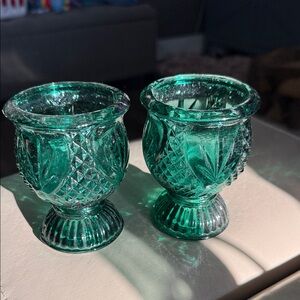Emerald Green Glass Votive Holders